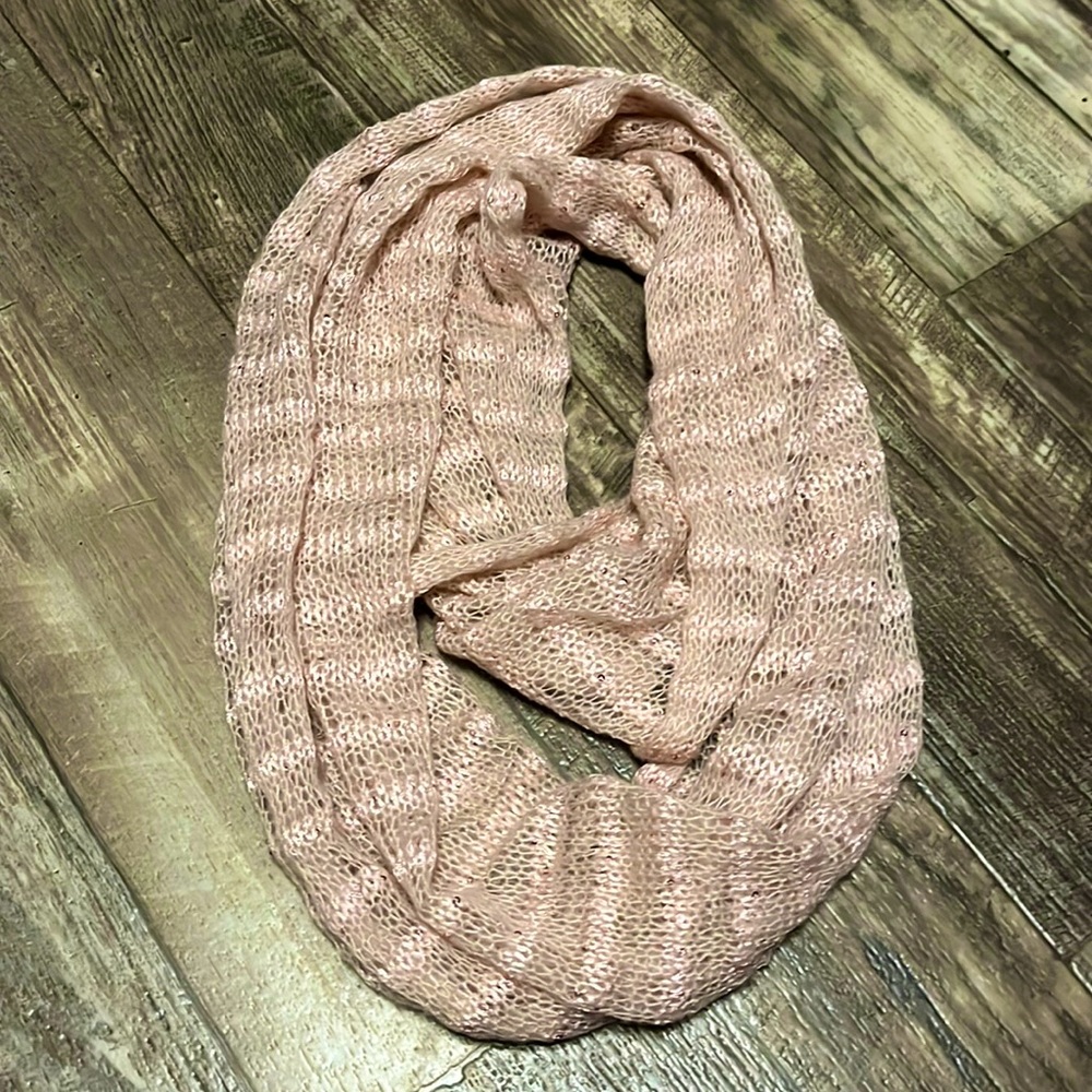 Pink infinity scarf with sequins